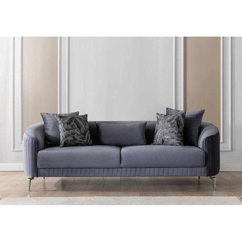 Causeuse en velours Angela, Gris
