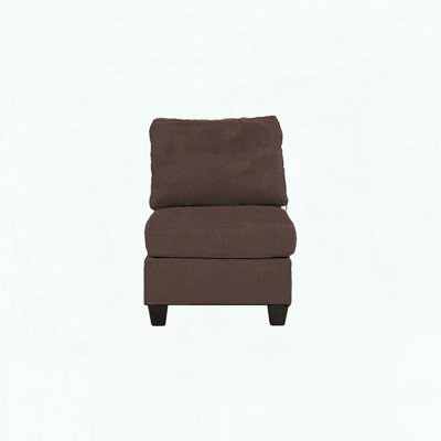 Fauteuil sans accoudoirs - Tissu semblable au lin noir café - Pieds en bois