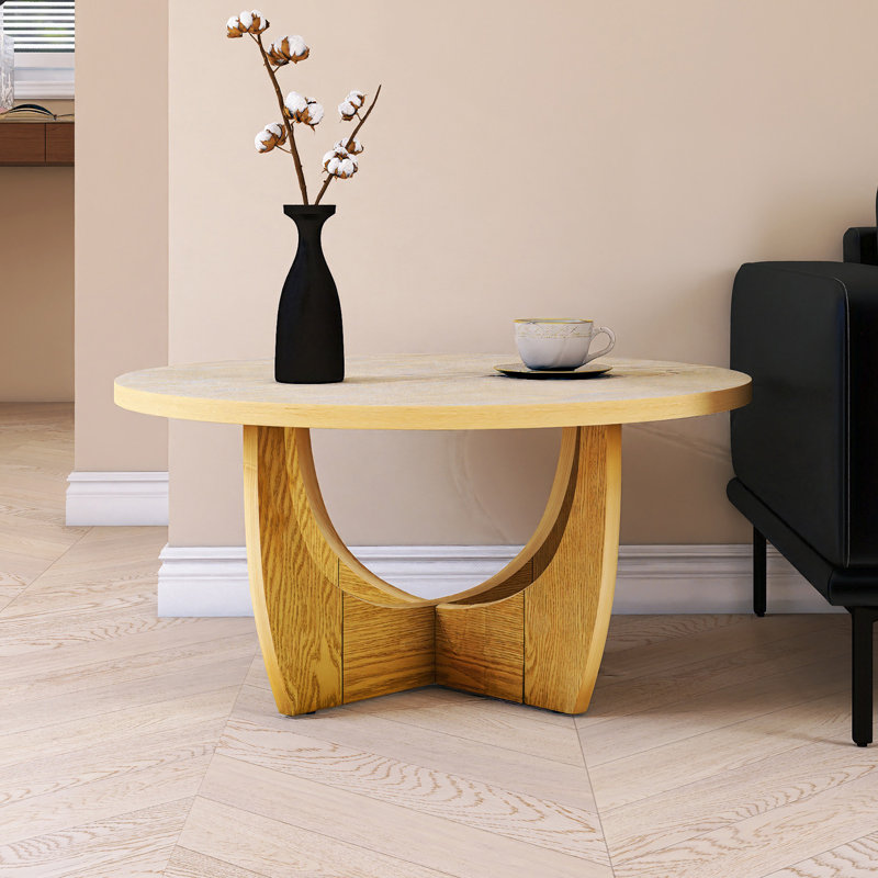 Table basse ronde pour le salon, H 17 po x l 36 po x P 36 po,  Chêne