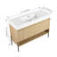 Ensemble de meuble-lavabo de salle de bain avec lavabo simple en résine, ensemble d'armoires de rangement modernes 3 portes, bois massif multicouche