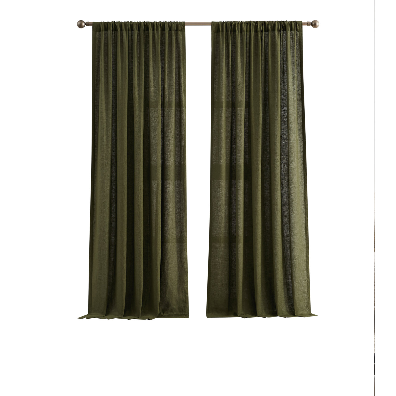 Linen Room Darkening Curtain Panel, Moss Green, 50 x 84