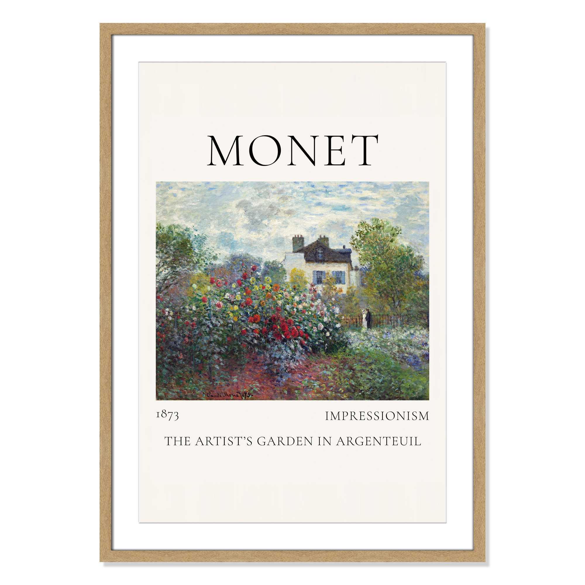 Artists Garden in Argenteuil Print by Claude Monet, Natural Single Picture Frame, 35.5" H x 25.5" W x 1.25" D, Yes