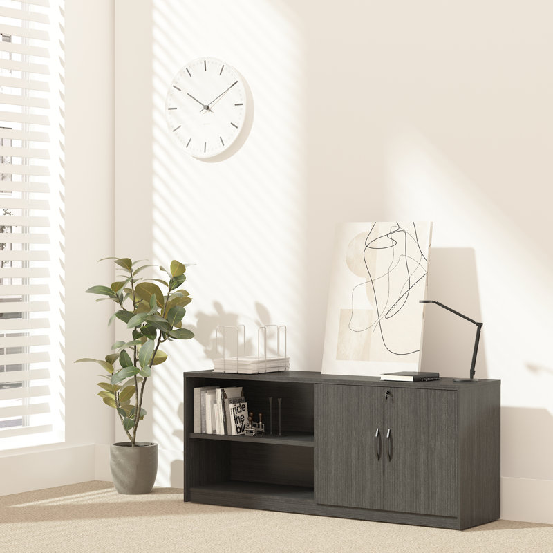  Storage Side cabinet with Two Shelves, Gray