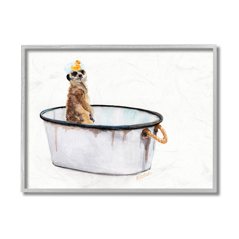 «Suricate Bubble Bath» par Jennifer Redstreake - impression sur toile, Estampe numérique Farmhouse, H 11 po x l 14 po
