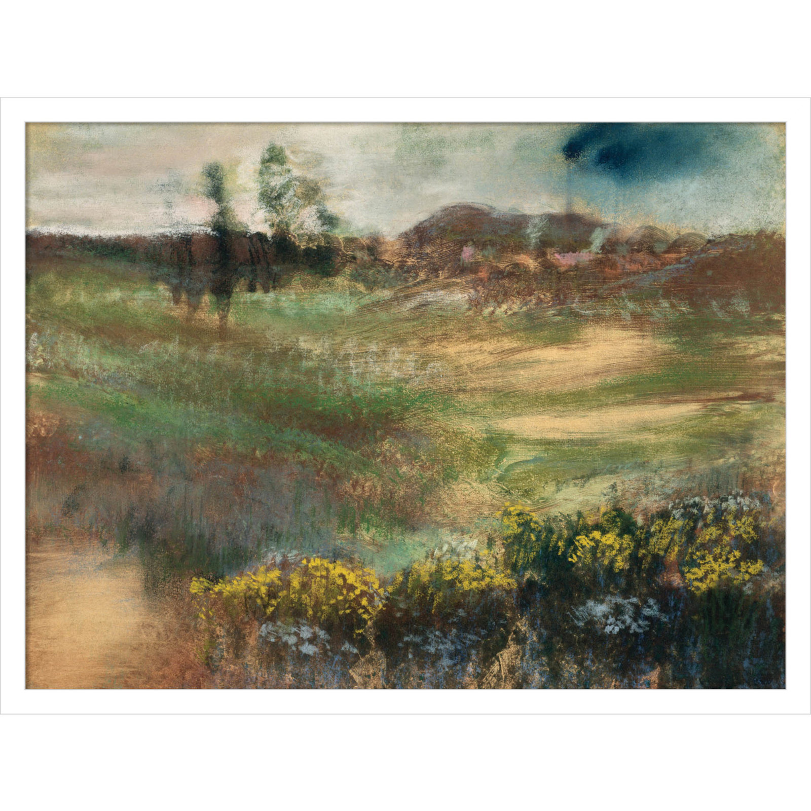 Edgar Degas's Landscape With Smokestacks Print, 19" H x 25" W, White Framed