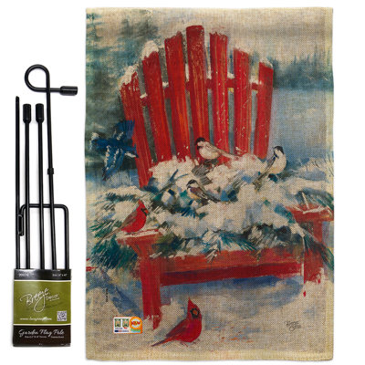 "chaise en hiver" , wonderland, impression en polyester de 2 côtés 19 x 13 po ensemble de drapeau