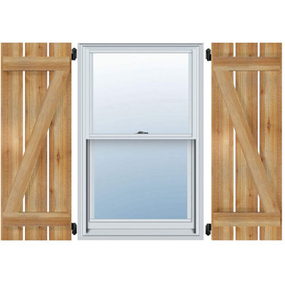 TimberCraft 5 3/8" Spaced Board-n-Batten Shutters w/Z-Bar, Western Red Cedar (Per Pair)