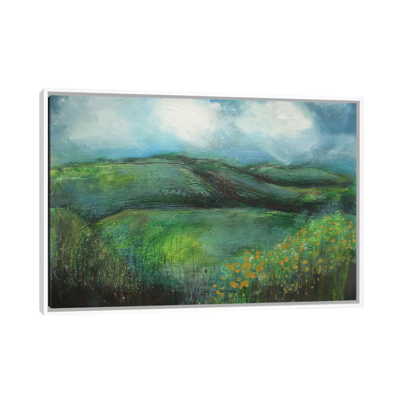 Foothills en fleurs, H 32 po x l 48 po, Cadre flottant blanc