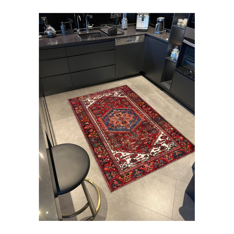 Burgundy Multi Colour Traditional Pattern Vintage Decorative Machine Washable Area Rug, Runner 4'11" x 9'10"