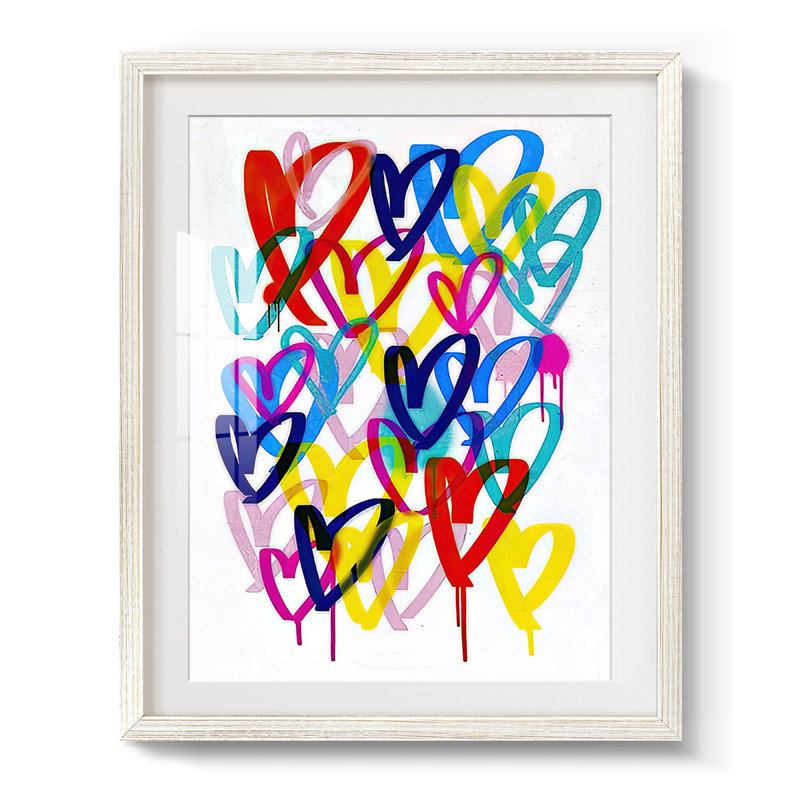 Hearts Aflutter I -Framed Print, 19.5" H x 16.5" W, White