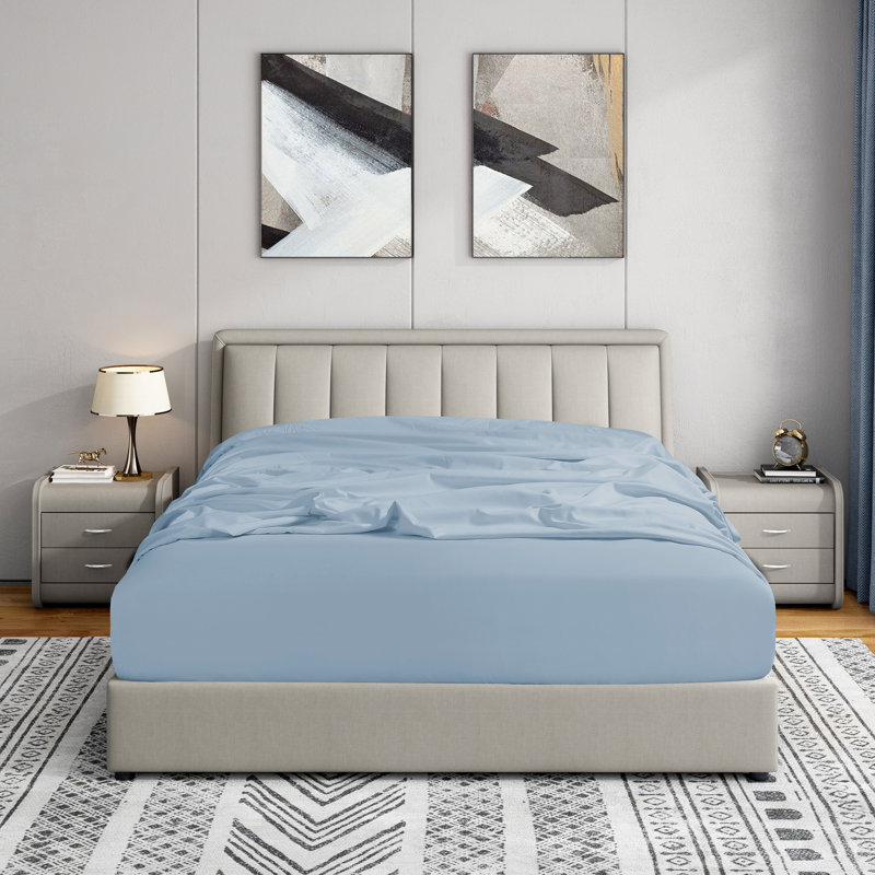 Blue Fog Double Brushed Microfiber Full Fitted Sheet