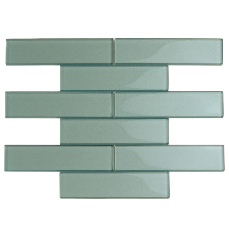 2X8 Subway Glass Mosaic Tile, Marine
