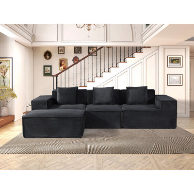 Convertible Sectional Couch With Ottoman And Pillows, Modular L Shaped Sofa Couch For Living Room