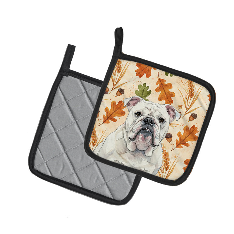 Paire de porte-casseroles blancs à bouledogue anglais héritage
