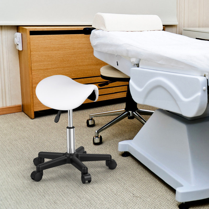 Adjustable Height Lab Stool Wheels, White