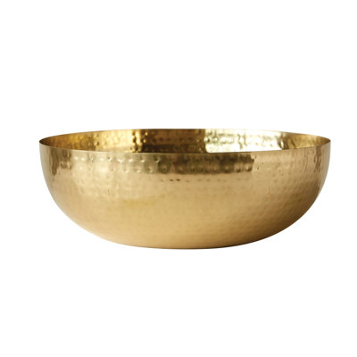 Rosy 14" W Handmade Hammered Iron Decorative Bowl