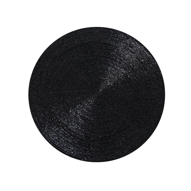 Glass Bead Placemat in Black, Set of 4, Black
