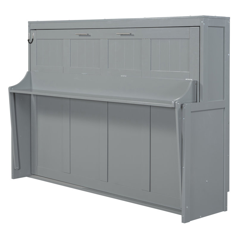 Lit escamotable Torvyn, Gris, Lit double