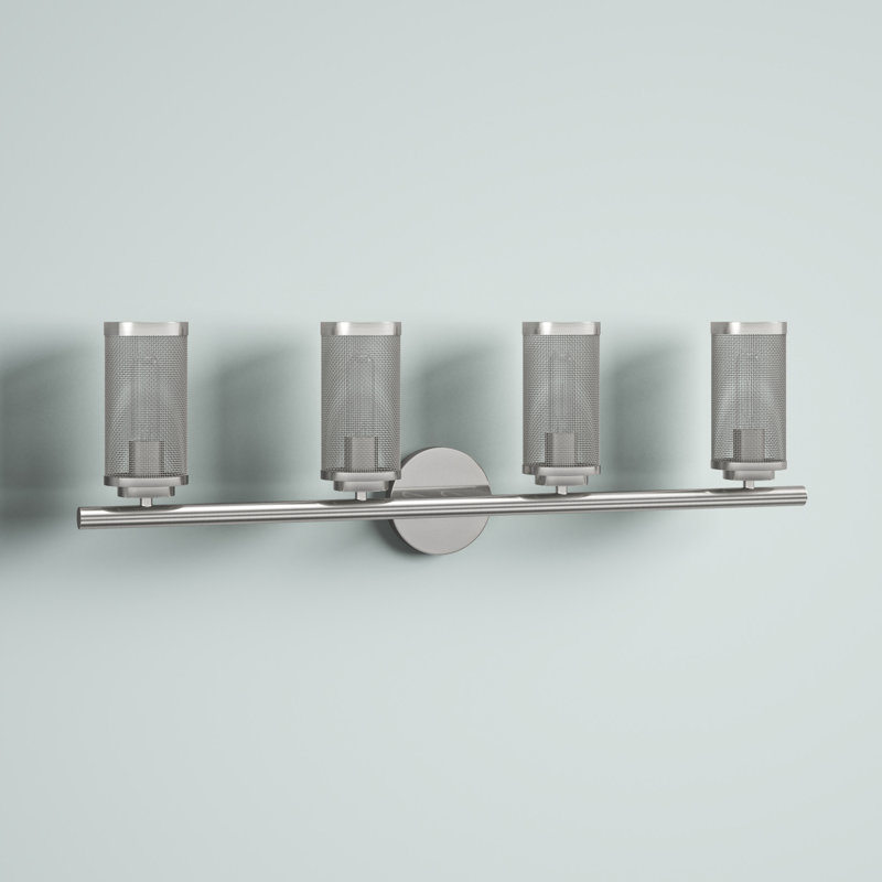 Éclairage pour salle de bain 4 lumières à intensité variable Emilia, Nickel brossé