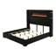 Lit en velours côtelé noir et gris Garner avec foyer, DEL, lampe de lecture, haut-parleur, Bluetooth et USB-2077154726