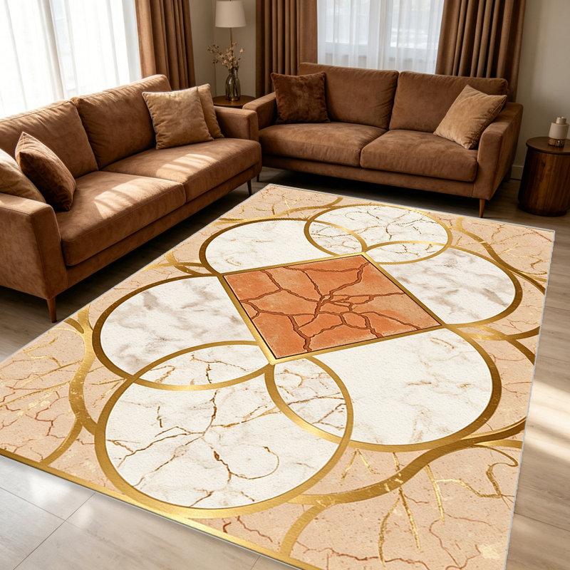 Marble & Gold   area rugs for Living Room, Soft and Comfortable, Suitable for all seasons, easy to maintain, machine washable Indoor floor mat, Under Table Farmhouse suitable for Bedroom, Dining Room, Study,  Balcony, Home Decor Patio