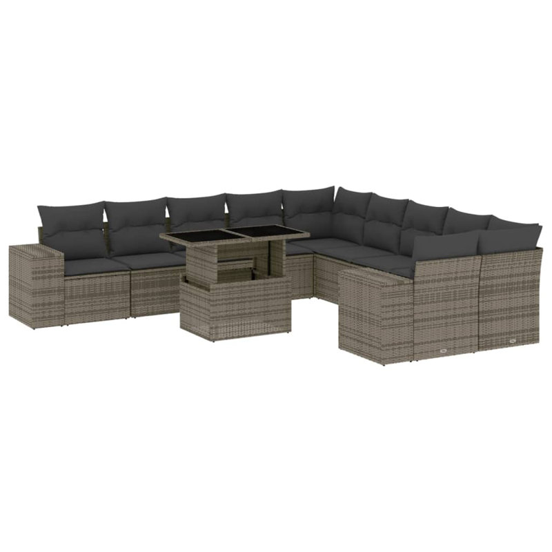 Vidaxl Garden Sofa Set Poly Rattan Large Adjustable Armrests