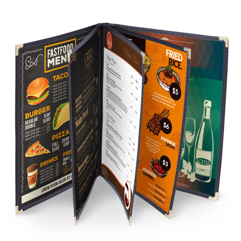 Paquet de 20 pochettes pour menu de restaurant WeChef 8,5 x 11 po style livre 5 pages 10 vues PVC transparent