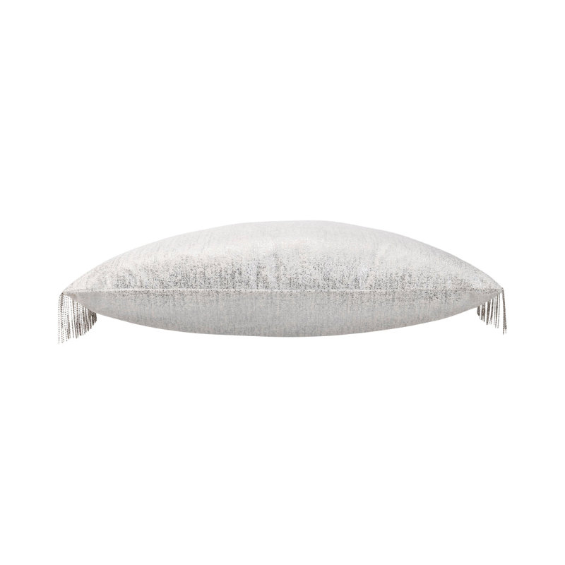 Maya Velvet Lumbar Pillow Cover & Insert, White/Silver