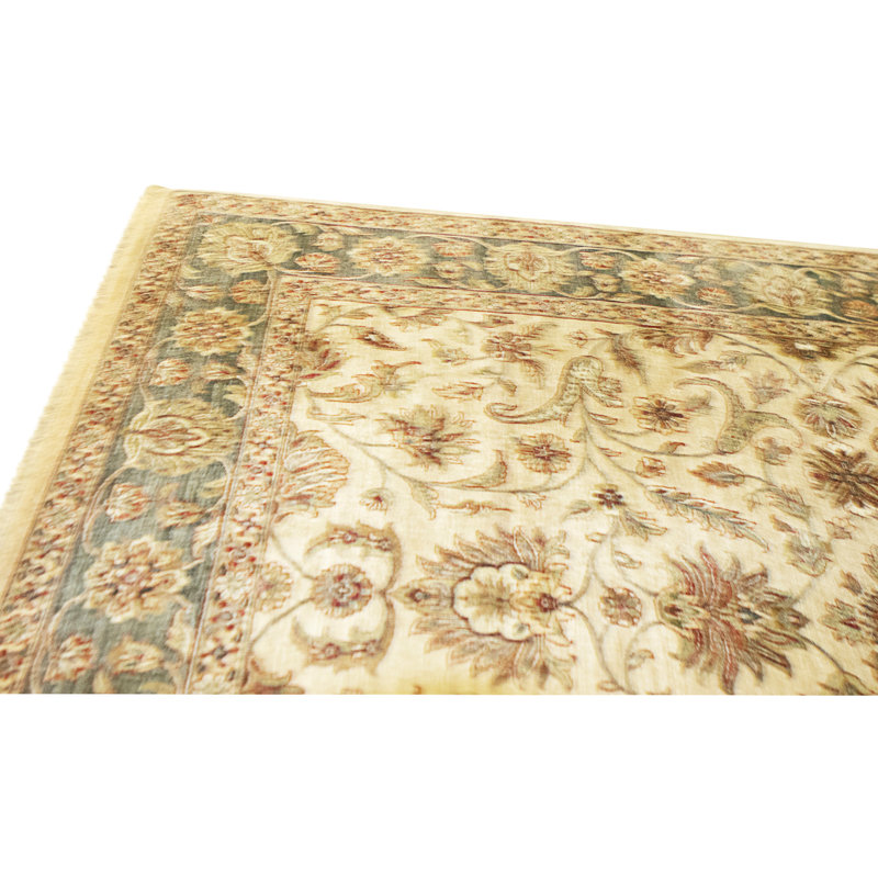 Tapis ivoire et noir noué à la main de haute qualité, Ivoire et noir, Rectangle 10 pi 1 po x 8 pi
