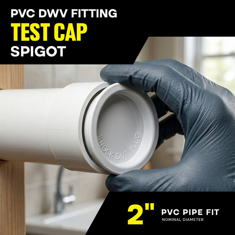 2 in. White PVC DWV Test Cap, Socket Connection for Drain, Waste & Vent Plumbing Systems, (100 Pack)