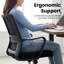 Chaise de bureau ergonomique en filet avec siège profond et large Nikyia-106361731