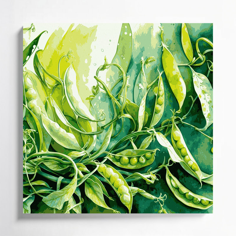 Art sur toile, légumes, pois mange-tout, vert, H 12 po x l 12 po