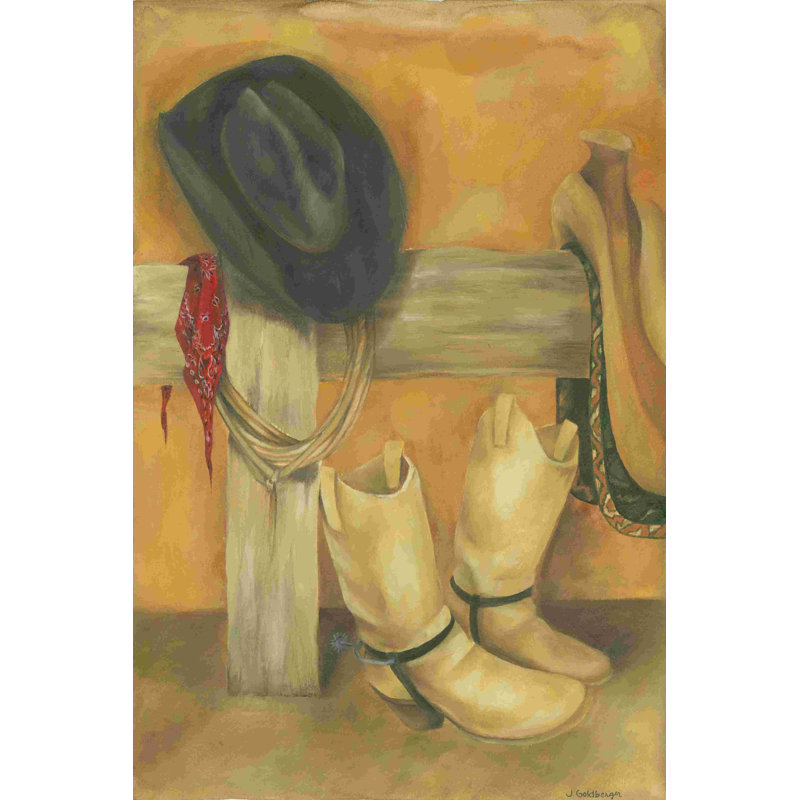 Rustic Cowboy by Jennifer Goldberger - Unframed Painting on Canvas, 36" H x 24" W