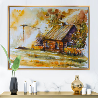 " Old Cottage Among Autumn Trees In Woods " Painting Print