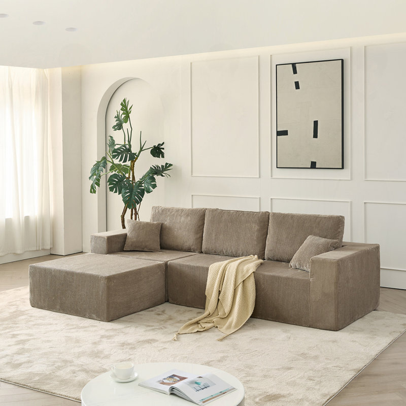 3 places avec repose-pieds et 2 coussins, Gris
