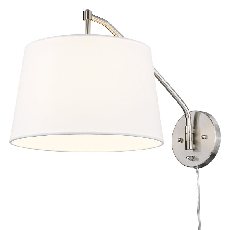 Ryleigh 1-Light Swing Arm in Pewter with Modern White, Pewter, White