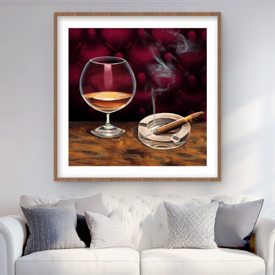 «Red Man Cave», reproduction encadrée matte - alcool et cigare