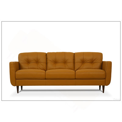 Radwan Camel Leather Sofa (Assembled)