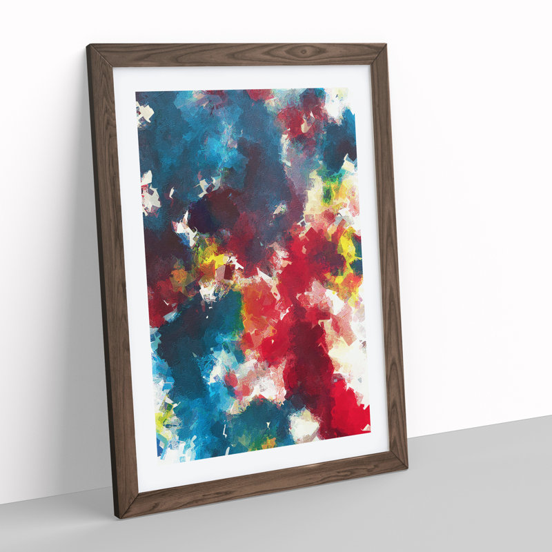 Blast of Life Abstract - Wall Art, 48cm H x 36cm W, Walnut Framed, White
