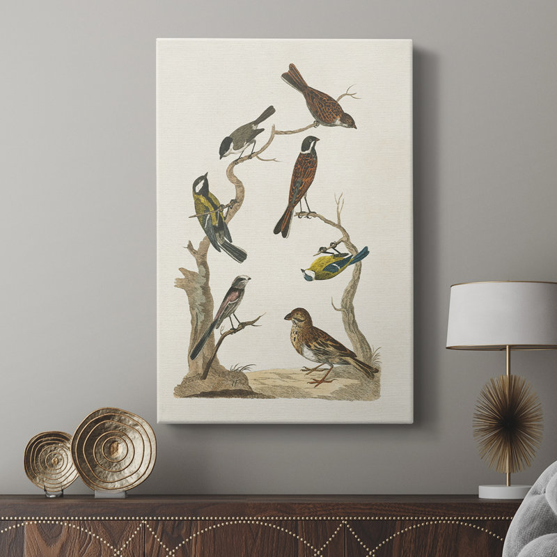 Oiseaux antiques dans la nature II - galerie Cavas sur mesure, H 48 po x l 32 po