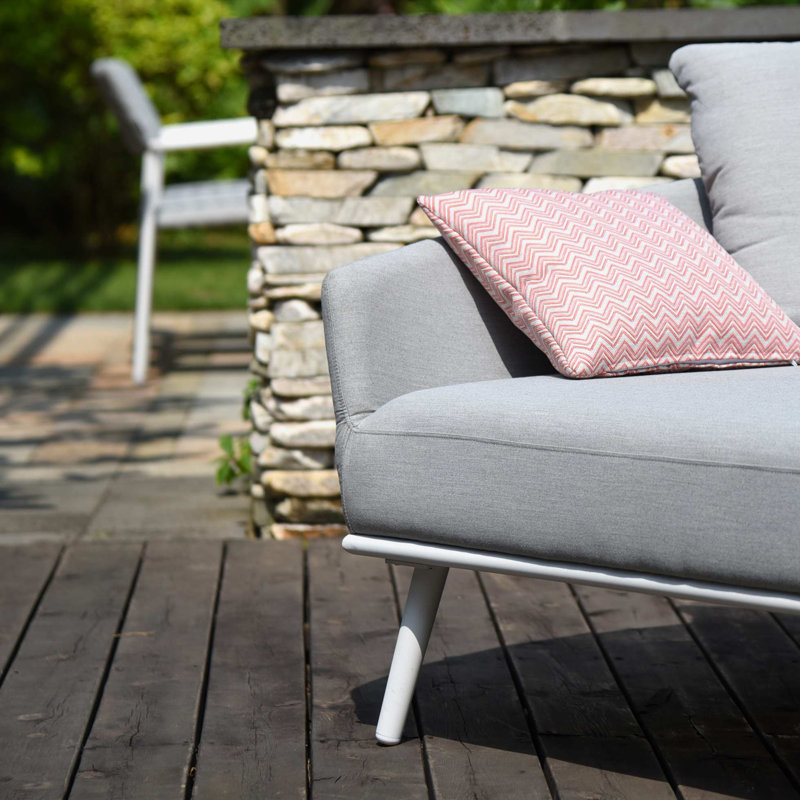 Faynett Outdoor Fabric Ark Daybed, Light Grey, White
