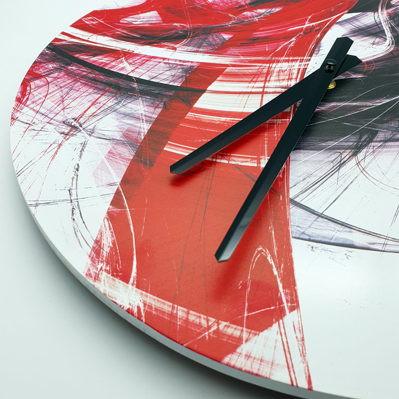 Horloge murale 15,75 po Treyson, Rouge / noir / blanc
