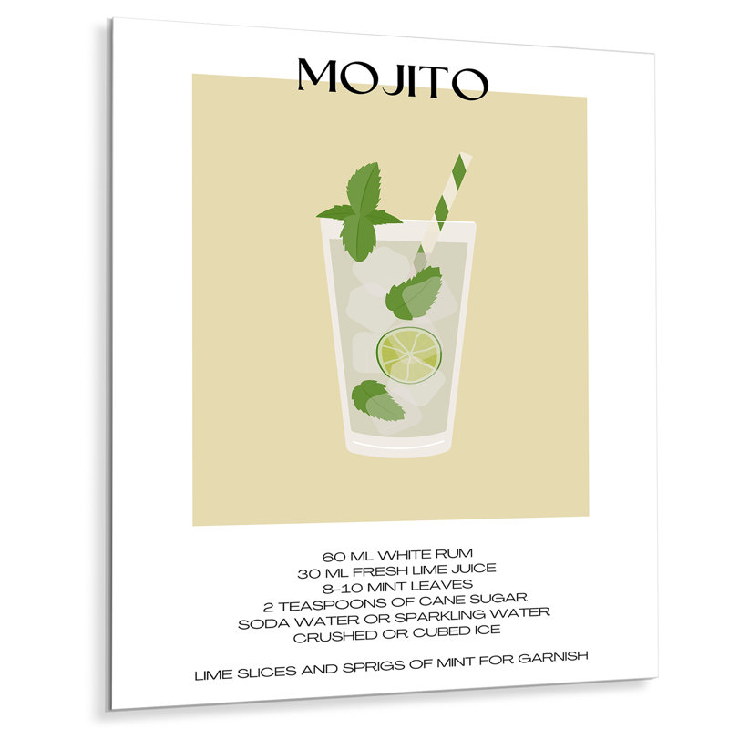 Décoration murale Mojito Traditional Cuban Punch II - cocktails, Cadre flottant brun, H 40 po x l 30 po