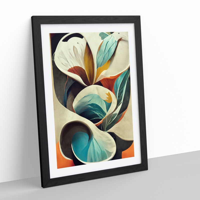 Stunning Abstract Flowers No.2 1 Piece Single Picture Frame Wall Art, 46cm H x 34cm W x 2cm D, Black