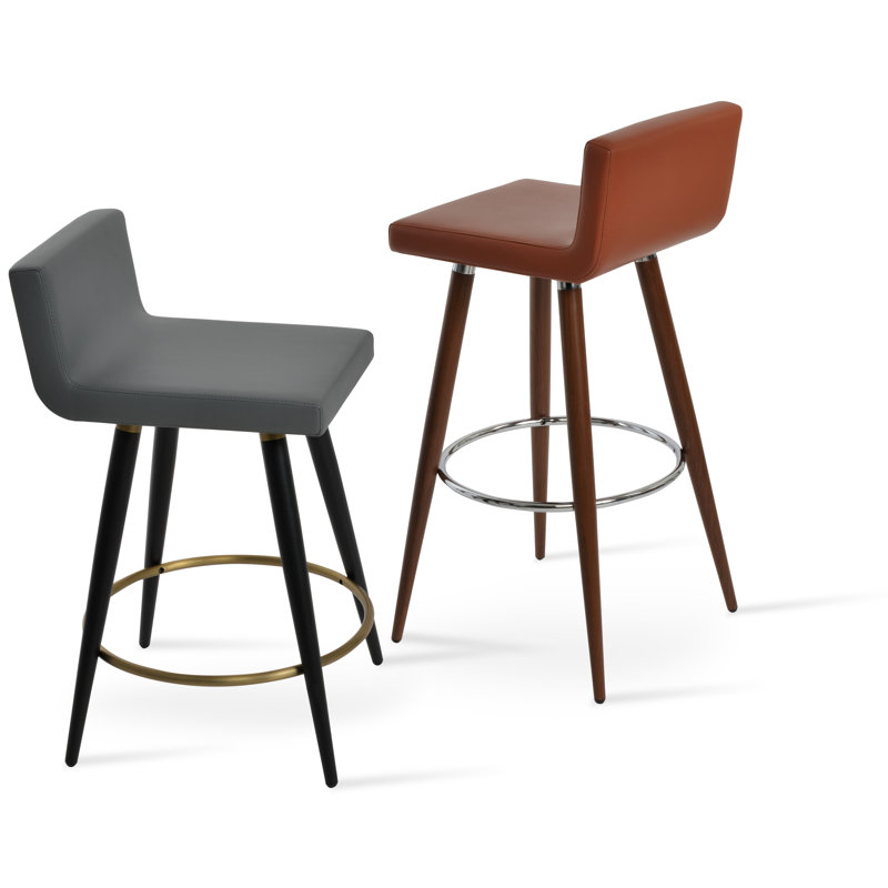 Tabouret de bar et de comptoir Dallas Ana, Tabouret de bar (siège d'une hauteur de 29 po), Noir / Laiton, gris