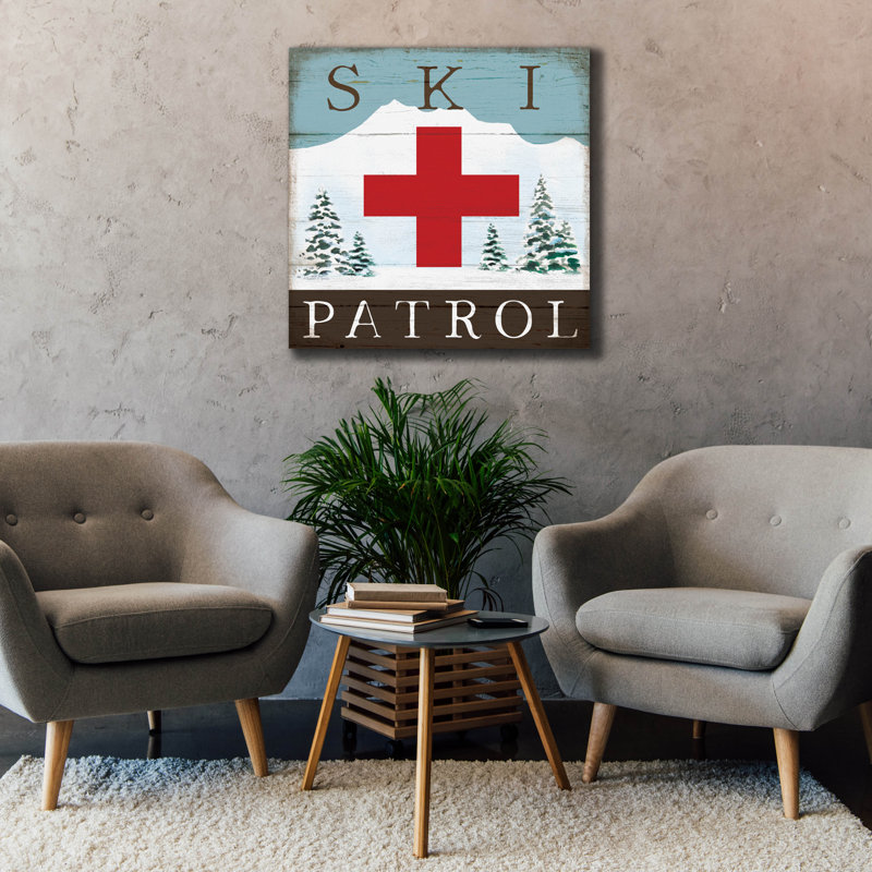  «Ski Patrol» par Elizabeth Tyndall, art mural sur toile, 37 po x 37 po