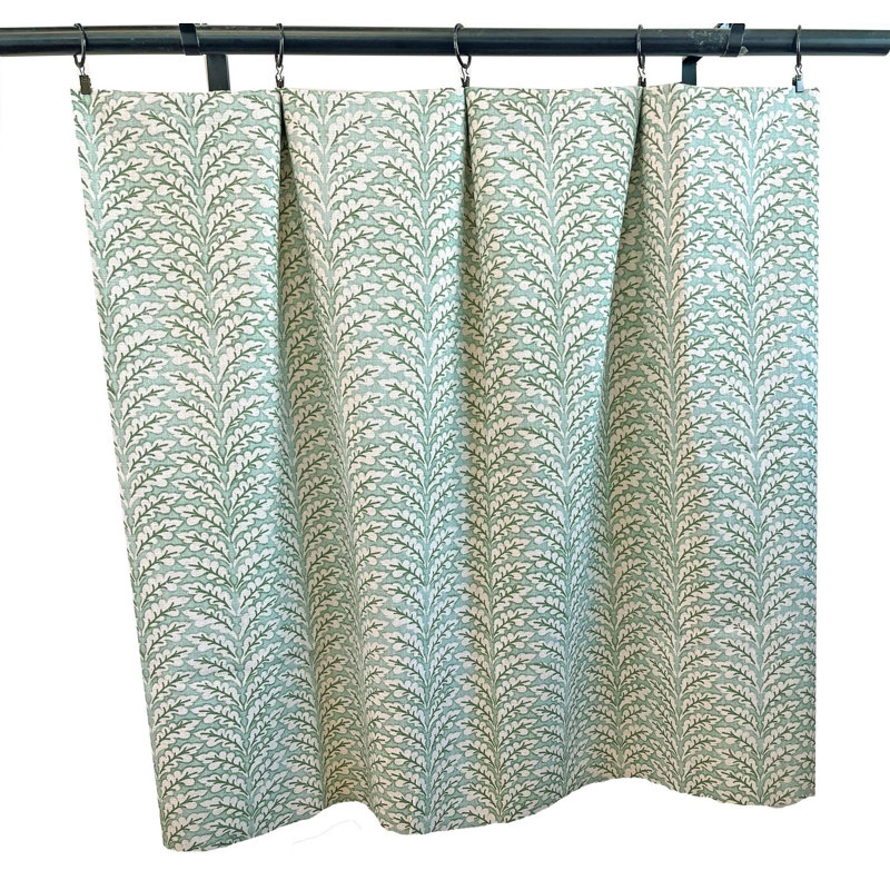 Rideaux à imprimé géométrique bleu clair et vert sauge, L 50 po x L 72 po