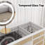 130Cm Hollywood Style Mirrored Makeup Vanity with 13 Drawers & 50Cm 6-Drawer Chest Vanity Set-132839490