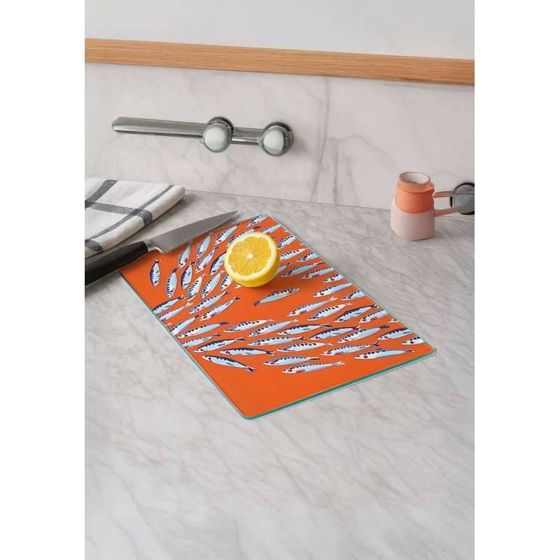 Premium Tempered Glass Cutting Board, 11.8 x 15.7 inches | 100% Antibacterial, Easy Clean Design with Non-Slip Silicone Feet | Ideal for Safe Food Preparation in Kitchen, Stylish & Functional
