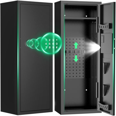 Besafety 12-15 Gun Cabinet, Quick Access Long Gun Safe For Home Rifles And Pistols, Large Unassembled Rifle Safe With Removable Shelves, Pegboard, Digital Keypad, Alarm System